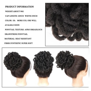 <span class=keywords><strong>Chignon</strong></span> Dreadlocks Pétale à Cordon, <span class=keywords><strong>Chignon</strong></span> Afro Puff, Queue de Cheval Courte et Volumineuse, Tressée, Torsadée, en Fibre, Extension de Cheveux pour Femme - Product Image 3