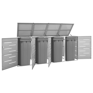 Caseta de acero para tres contenedores de <span class=keywords><strong>basura</strong></span> con puertas abatibles, para almacenamiento en patios y jardines. - Product Image 6