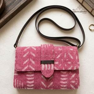 Bolso de mano rosa artesanal con estampado étnico, cartera pequeña de algodón, estilo bohemio, proveedor mayorista, exportación India - Product Image 3