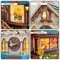 Hamaileon DIY Jam Rhododendron Mekanik 3D Set Puzzle Kayu Dekorasi Rumah Kerajinan Tangan Dewasa DIY Set Bangunan Model Jam Kayu