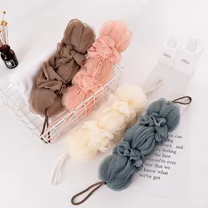 Back Bath Sponge Stretchable Skin-friendly PE Shower Body Exfoliating Loofah Back Scrubber for Bathroom Wash Brush Foaming