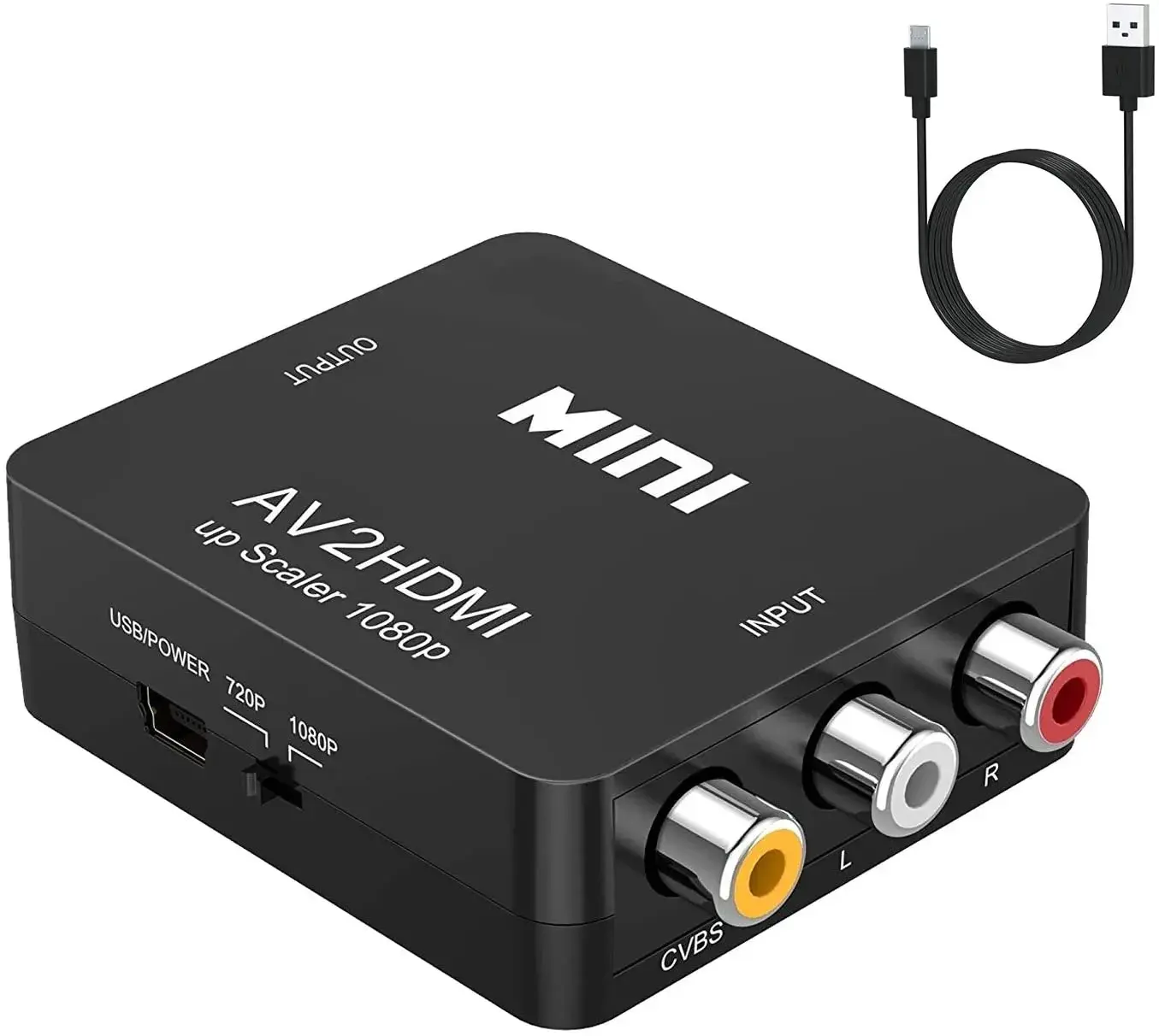 HD 1080P Cinch AV zu HDMI Konverter Mini AV zu HDMI RCA Composite CVBS Video Audio Adapter für PS2/3 VCR DVD zu TV mit USB Kabel