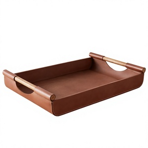 Plateau décoratif rectangulaire avec motif texturé crocodile, couleur marron, style design moderne pour la maison ou le bureau - Product Image 2