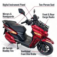 Scooter électrique sport robuste avec barre de protection et porte-bagages arrière pour le transport de marchandises et les trajets quotidiens des adultes