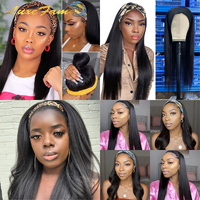 Perruque Lace Frontale HD avec Bandeau, Cheveux Vierges Brésiliens Ondulés Profonds, Perruque Bandeau Cheveux Humains Ondulés Profonds