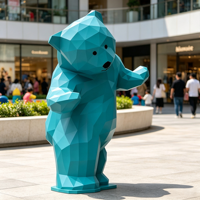Statue d'ours géométrique moderne en résine pour décoration extérieure de jardin, taille et couleur personnalisables, OEM ODM, vente en gros, cadeau