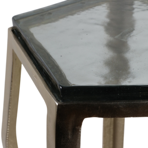 Tavolino d'Appoggio in Marmo con Piano Pentagonale, Struttura Sottile e Finitura Dorata per Piccoli Spazi, Arredamento Casa - Product Image 6