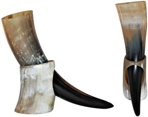 Hot Sale Viking Ox Drinking Horn With Stand Whisky And Wine Drinking Horn By United Trade World