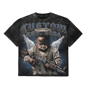 <span class=keywords><strong>T</strong></span>-<span class=keywords><strong>Shirt</strong></span> Unisex Personalizzata <span class=keywords><strong>Streetwear</strong></span>, 300gsm, Stampa Grafica DTG, Oversize, Effetto Vintage Acid Wash, con Strass - Product Image 2