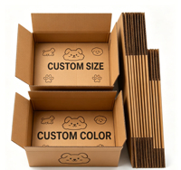 En stock, boîtes en carton personnalisées avec logos, boîtes en carton ondulé brun écologiques pour l'expédition.