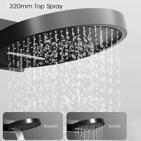 Ensemble de douche thermostatique de luxe en laiton brossé or avec affichage numérique LED et pommeau de douche pluie