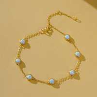 Bracelet en argent sterling S925 avec 7 opales, quartz de luxe léger, bracelet à breloques polyvalent, bijoux de célébrité d'Internet, cadeau