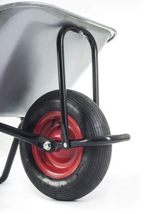 Carretilla de Carga Pesada de 100 Litros, de Acero Galvanizado, con Rueda Neumática para Jardín - Product Image 4