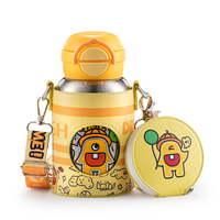 Bouteille d'eau isotherme portable en titane avec paille, motif astronaute de dessin animé mignon pour enfants, filles, garçons et étudiants