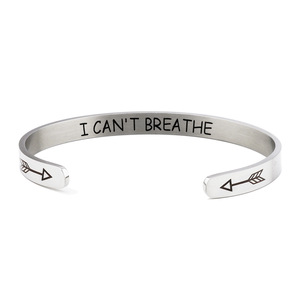 personalizado grabado Negro Vive materia/No puedo aliento de la pulsera del brazalete del acero inoxidable - Product Image 6
