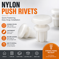 Rivets à expansion de type R en nylon PA66 blanc, diamètre 2,0 mm, qualité A, isolés et antirouille pour usage automobile/PCB