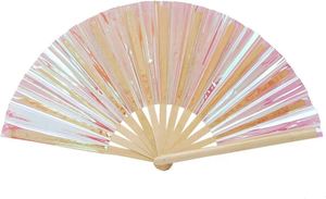 Exclusivo Abanico de Mano de Bambú Personalizado con Diseño de Fantasía Fluida Iridiscente de Lucid Warrior, Ideal para Festivales - Product Image 4