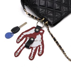 Stocked 8 Colors Funny Pu Leather Screen Printed Portable Hand Palm <b>Keychain</b> for Kids Bags Backpacks Handbags Decoration - Product Image 4