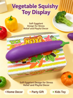 Jouet anti-stress réaliste en forme d'aubergine géante de 25 cm, en TPR souple