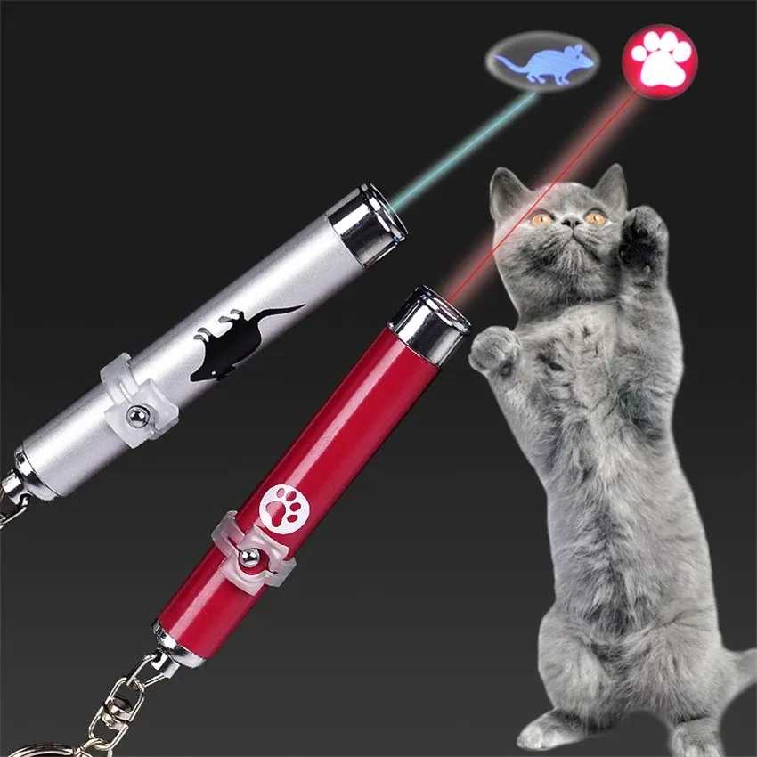 Divertente Pet LED Laser Toy Cat Laser Toy Cat Pointer Light Pen interattivo con animazione luminosa Mouse Shadow piccoli animali giocattoli