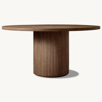 Table à manger ronde en chêne massif de style rétro américain, meubles faits à la main sur mesure pour la maison, l'hôtel et la restauration