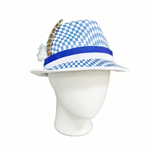 Vintage Faux Leather Fedora <b>Hat</b> with Diamond Pattern for Party & Travel Costume - Product Image 1