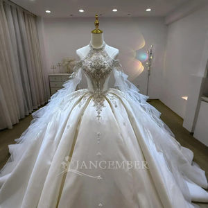 Sparkle <b>Wedding</b> Dresses Luxury Strapless Ball Gown Glitter Beads Sequin Bride Bridal Gown Lsjj14 - Product Image 4