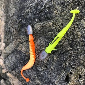 6 unids/bolsa T-tail Fly Fish señuelo suave 5cm/1g y 7,5 cm/2G zapatilla de agua dulce bajo mandarín pez biónico Fishbait - Product Image 4