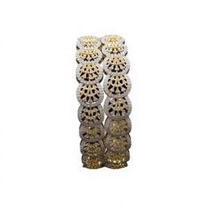 Classic Designer Premium Quality <b>Gold</b> Plated Brass CZ Stones Four <b>Set</b> <b>Bangles</b> Wedding Party Wear Collection Women Girls - Product Image 2