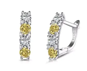 Sparkling Fine Jewelry Non Tarnish 925 Sterling Silver Cubic Zirconia Ladies Bridal Engagement Wedding Earrings Jewellery