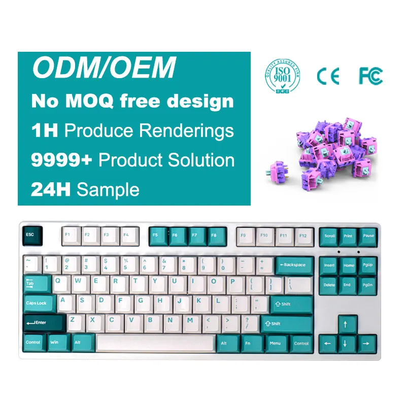 One-Stop Shopping RGB Retroiluminado Gaming Teclado Hot Swappable ABS Keycaps Type-C Wired 87 Keys Teclado mecánico para Win PC