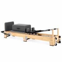 Mesin Pilates Reformer Lipat Aluminium Kayu Oak Maple, Core Bed Tahan Lama dan Portabel untuk Rumah & Studio Yoga