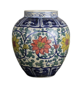 Dinastía <span class=keywords><strong>Ming</strong></span> hecho a mano azul y blanco patrón de loto antiguo China maceta de cerámica jarrón decoraciones para el hogar jarrones de cerámica decoración de China - Product Image 1