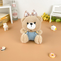 Porte-clés en peluche lapin ours en peluche avec nœud mignon, jouet en peluche doux et moelleux, peluche lapin, breloque pour sac, pendentif, poupée, porte-clés