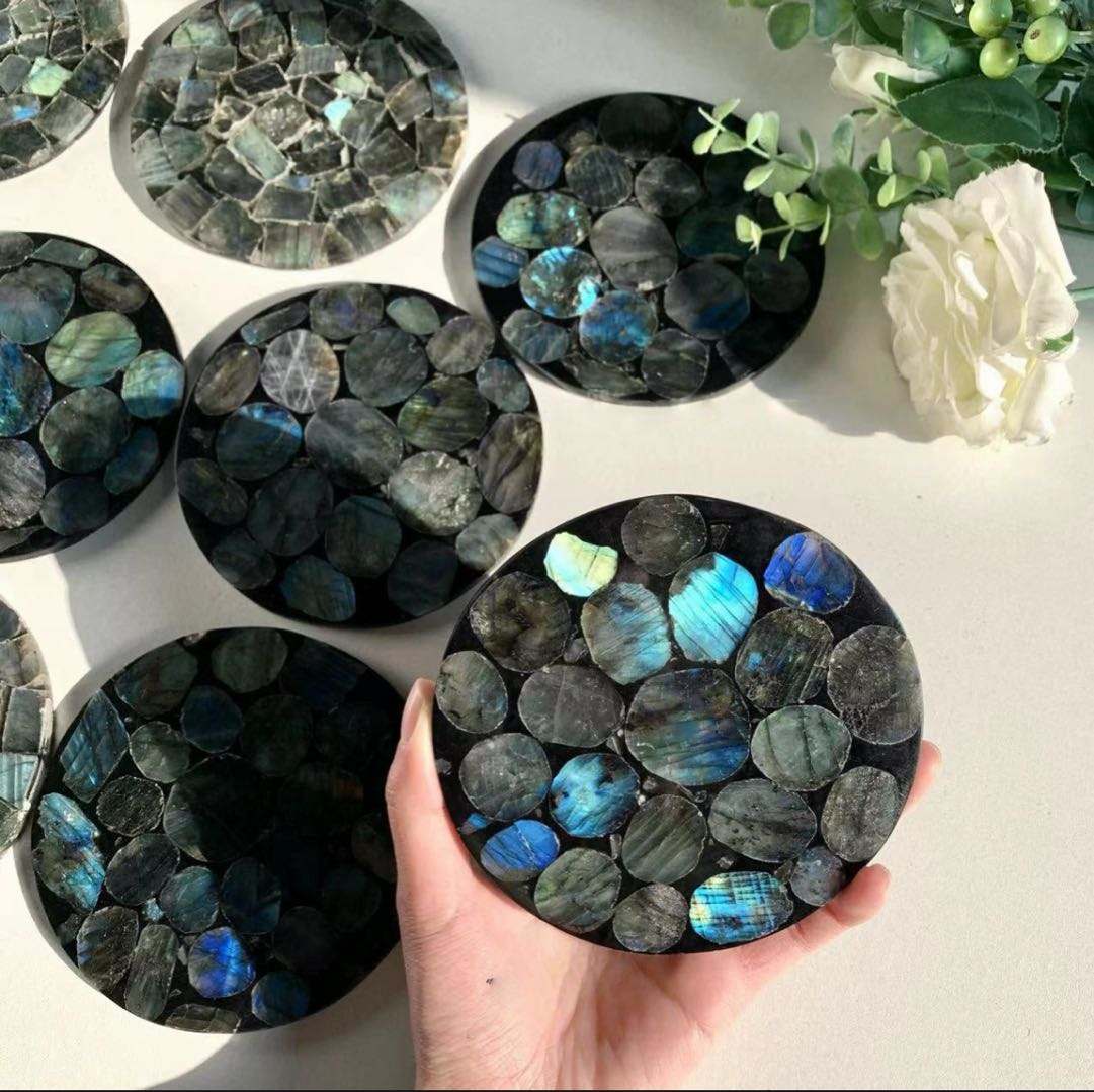 Dessous de verre en labradorite bleue