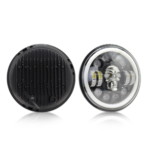 Phare LED Crâne 7 Pouces avec Anneau Halo Blanc/Jaune 75W 7500lm 6000K H4 pour Voitures Universelles et Wrangler - Product Image 3