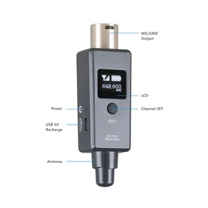 Transmetteur/récepteur de Microphone numérique Rechargeable, UHF, portatif, filaire à sans fil pour Microphone dynamique/pistolet de tir
