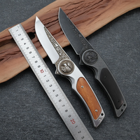 Couteau de poche pliant à lame gravée, en acier inoxydable 3CR13, manche en bois, couteau utilitaire EDC, pour le camping en plein air, usage quotidien, bricolage, OEM