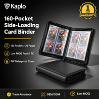 Classeur Toploader 4 Poches 160 Emplacements Chargement Latéral en Cuir PU avec Fermeture Éclair pour Cartes à Collectionner, Album pour Porte-Cartes Rigides 3x4 à Pages Fixes