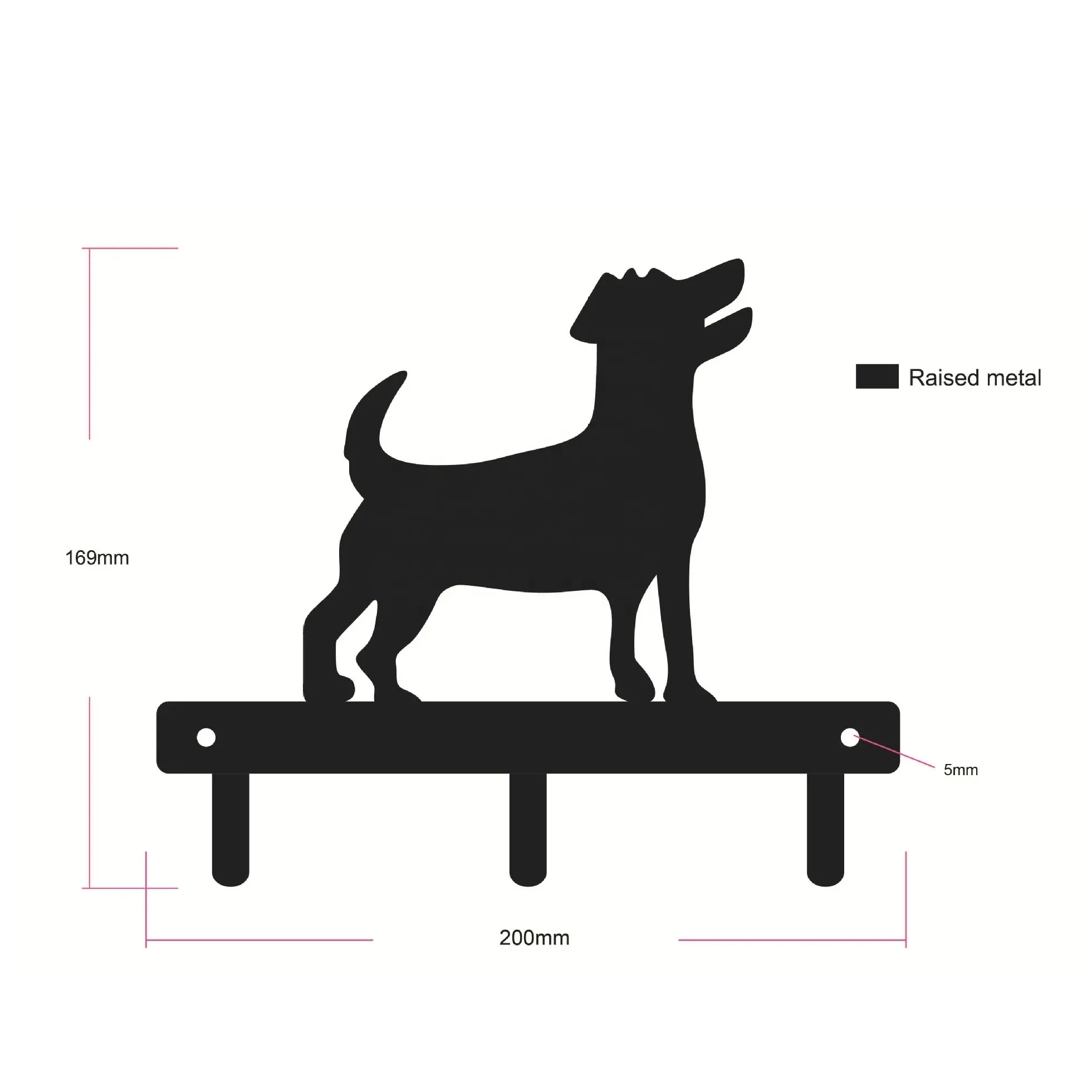 Hound Design a forma di cane 3 appendiabiti espositore da parete in metallo appeso a medaglia espositore portachiavi