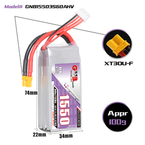 GAONENG GNB 1550MAH 11.4V HV 3S 60C 120C HV XT30 LiPo แบตเตอรี่ซอฟท์แพ็คระยะไกลฟรีสไตล์ FPV LiHV แรงดันไฟฟ้าสูง - Product Image 3