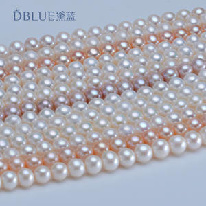 Venta Directa de Fábrica, Collar de Perlas de Agua Dulce Casi Redondas de 9-10 mm, Luz Intensa y Ligeras Imperfecciones, Venta al por Mayor - Product Image 2