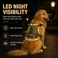 Harnais LED pour chien de taille moyenne Qcool, en nylon, visible la nuit, avec sangle réglable anti-traction et éclairage latéral lumineux, pour la promenade en extérieur