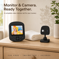 Caméra de surveillance pour bébé 1080p HD 12MP, vision nocturne, communication bidirectionnelle, berceuses apaisantes, écran couleur 2,8 pouces, portable, sans WiFi