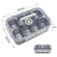 Snackle Box Conteneur En Acier Inoxydable 8 Compartiment Divisé Plateau De Service Snack Avec Couvercle Et Poignée Snack Plateaux Organisateur