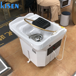Kisen Newest Modern Thai Style Spa Head Water Therapy Beauty Hair Salon White Shampoo <b>Bed</b> with 60L Storage tank Shampoo Chair - Product Image 5