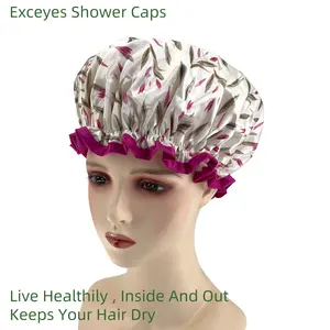 2022 Stock femmes bonnets de douche Double couche imperméable élastique réglable bonnet de douche