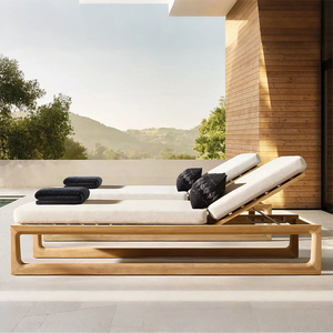 Chaises longues en bois de teck de jardin nordique moderne chaise piscines chaise de plage imperméable chaise longue extérieure en teck chaise de plage - Product Image 2