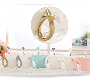 Ensemble <span class=keywords><strong>de</strong></span> tasses à <span class=keywords><strong>café</strong></span> et sous-verres personnalisés, en céramique, en cadeau, pour les amoureux, 1 pièce - Product Image 5