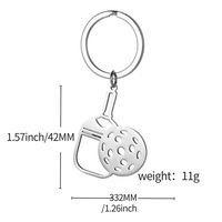 Porte-clés tendance en acier inoxydable pour pickleball, breloque de sac, pendentif de sac à dos, cadeau souvenir pour joueur de pickleball
